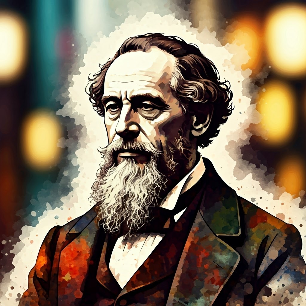 Watercolor, artistic, picture, by Charles, Dickens, Silhouette