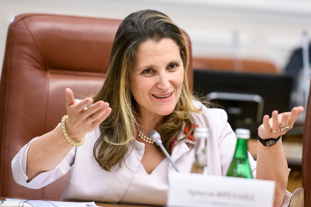 Canada, minister, from abroad, matters, chrystia, Freeland, during, visit, too