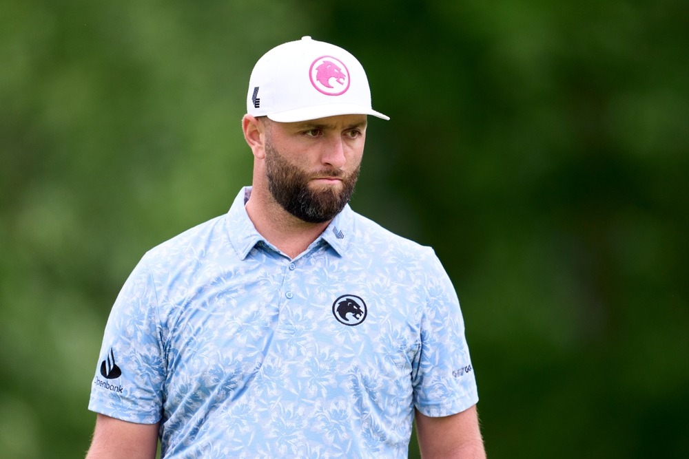 Jon, Rahm, Spain, in, action, during, a, practice, round